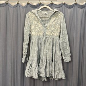 Embroidered floral collard dress